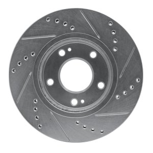 Hyundai Santa Fe Brake Rotor (1) - Front Left - R1 Concepts - Drilled & Slotted - Silver - `01-`05